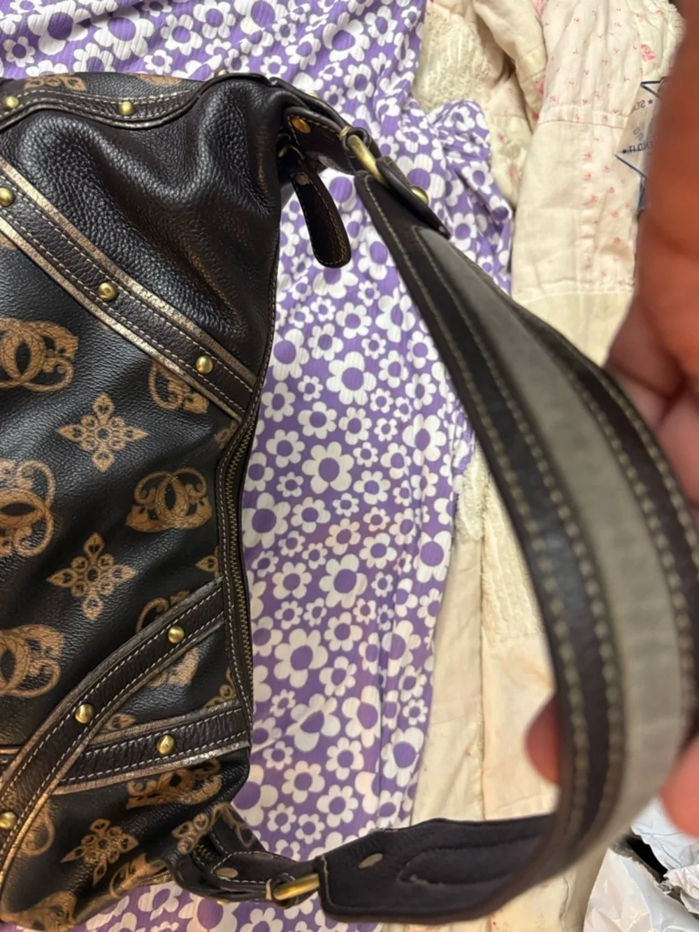 Sharif Vintage Y2K Leather Star Studded Hobo Bag